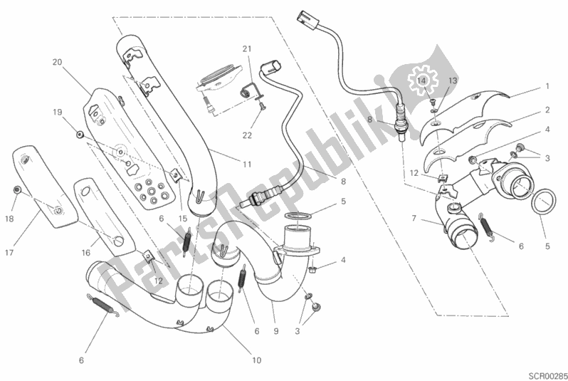 Todas as partes de Conjunto Do Tubo De Escape do Ducati Scrambler Cafe Racer USA 803 2019